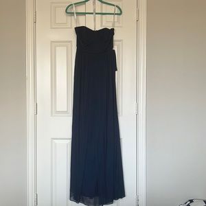 Navy Blue Size 4 Chiffon Maxi Dress